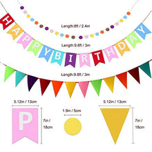 Load image into Gallery viewer, 48PCS Rainbow Birthday Decoration SZHTFX Colourful Happy Birthday Party Decorations Set for Women Boys and Girls Happy Birthday Banner 18pcs Balloon 8pcs Paper Pom Poms Garland 6pcs Hanging Swirls
