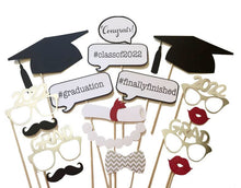 Load image into Gallery viewer, Losuya 2022 Graduation Photo Booth Props 17 Pieces 2022 Graduation Ceremony Party Decorations
