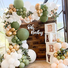 Load image into Gallery viewer, Sage Green Balloon Garland Kit - 125Pcs Eucalyptus Garland, Retro Olive Green, Peach White and Gold Latex Balloons Arch Kit for Wedding Birthday, Baby &amp; Bridal Shower Decorations
