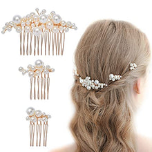 Load image into Gallery viewer, Bridal Pearl Hair Comb,Light Rose Gold Wedding Pearl Hair Accessories for Bride Bridesmaid,Handmade Pearl Hair Slides for Women

