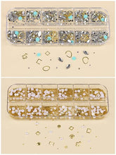 Load image into Gallery viewer, EBANKU 6 Boxes 3D Mix-shape Nail Art Diamonds Rhinestones | Nail pearl Crystals Beads, Big Gem Nail Jewels Studs Metal Rivets for DIY Design Nail Art Decorations
