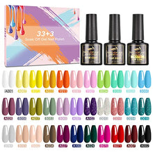Load image into Gallery viewer, Gel Nail Polish- SHOWNAIL 36Pcs Gel Polish Soak Off Gel Nail Polish Set with Base Glossy Matte Top Coat, Popular Pastel Black White Nude Neon Glitter Gel Nail Polish Colour DIY Nail Collection, 8ml
