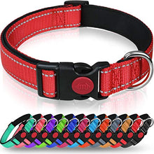 Load image into Gallery viewer, Taglory Reflective Nylon Dog Collar with Safety Buckle, Adjustable Pet Collars with Soft Neoprene Padding for Medium Dogs, Red
