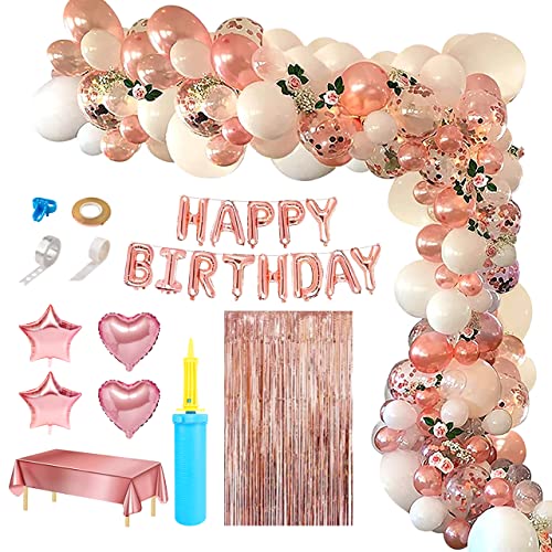 Balloon Arch Kit Rose Gold Birthday Party Decorations Garland Happy Bi ...