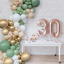Load image into Gallery viewer, GRESAHOM Balloon Arch Garland Kit, 102pcs Balloon Arch Kit White Skin Retro Green Latex Party Decoration Set with Metallic Gold Balloons for Birthday Wedding Bridal Engagement Baby Shower
