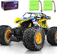 Load image into Gallery viewer, DOUBLE E RC Cars Remote Control Car,Off Road RC Crawler Unique Graffti 4WD 2 Motors 2.4Ghz Remote Control Monster Truck with 2 Batteries Climbing Toy for Boys Teens
