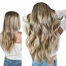 Load image into Gallery viewer, [Special Offer] LaaVoo Blonde Balayage Clip in Hair Extensions Real Human Hair 16inch Clip in Human Hair Extensions Full Head Balayage Brown Ombre Blonde Hair Extensions Clip in Real Hair 7pcs 120g
