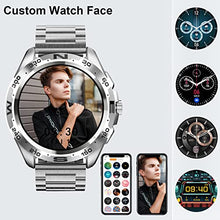 Load image into Gallery viewer, Smart Watch for Men,Bluetooth Watch Make or Answer Calls with Microphone Speaker,Fitness Tracker Watch with Heart Rate Sleep Monitor 20 Sports Modes,IP67 Waterproof for Android iOS(silver+gray)
