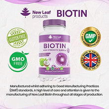 Load image into Gallery viewer, Biotin Hair Growth Supplement Maximum Strength Biotin Tablets 12000mcg (1 Year Supply) Enriched with Coconut Oil Absorbency, Hair, Skin and Nails Vitamins for Women &amp; Men 1 A Day Vegan, UK Made
