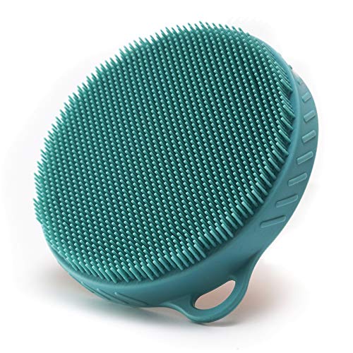 Body Brush for Wet or Dry Brushing - Soft Silicone Shower Brush Body Wash Bath Exfoliating Skin Massage Scrubber, Dry Skin Brushing Palm-sized Loofah, Fit for Sensitive and All Kinds of Skin (Green)