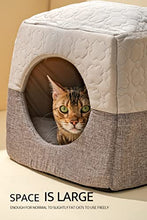 Load image into Gallery viewer, Cat Cave Bed for Indoor Cats up to 7kg, 37x33x30cm 3 in 1 Warm Cave Cat House Cat Sofa Bed Foldable Microfiber Tent with Removable Washable Cushion Pillow for Kitten Cats Small Dogs Puppy Small Pets
