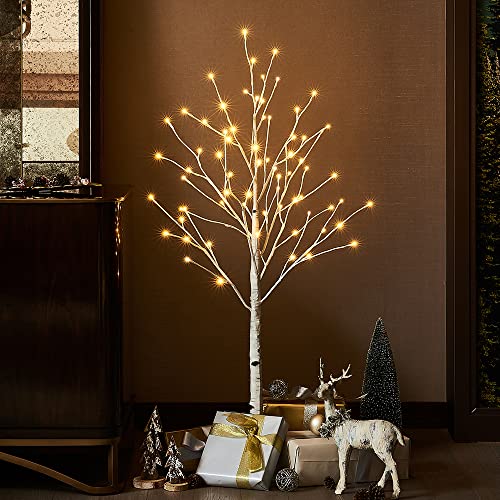 Hairui Pre Lit White Birch Tree 4FT 72 LED for Easter Christmas Holiday Party Festival Decorations Plug in