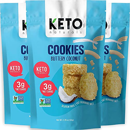 Keto Cookies – Buttery Coconut Flavour , Low Carb, Keto Snacks, Gluten Free Snack, Atkins, Keto Friendly, Keto Cookies, Keto Snacks, Keto Biscuits (Pack of 3 x 64g)