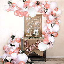 Load image into Gallery viewer, OTMVicor Rose Gold Balloon Garland Arch Kit,Rose Gold White Balloon,Confetti Latex Balloons and Tape Strip Dot for Bride Hen Party Wedding Birthday
