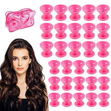 Load image into Gallery viewer, Silicone Hair Curlers 30 Pcs, Magic Soft Hair Rollers No Heat No Clip Hair Curlers Set, Hair Care Free DIY Sleep Styling Tools for Women Girls Long Short Hair Accessories - Pink (15 Large+15 Small)
