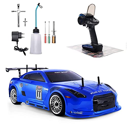 Weaston 2.4G Nitro Rc Cars Truck 1/10 Professional High-Speed Drift Remote Control Car Nitrogen Drive 4WD 80KM/H Metal Chassis Gas Rc Cars Adult Children Toy Gift