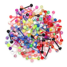 Load image into Gallery viewer, CrazyPiercing Wholesale 14g Tongue Rings Barbells Assorted Colors 110 PCS Acrylic Ball
