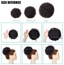 Load image into Gallery viewer, Elailite Human Hair Buns Afro Curly - Updo Chignon Hair Piece - 100% Real Remy Human Hair Extension Messy Hair Scrunchie - #1B Natural Black (Large)
