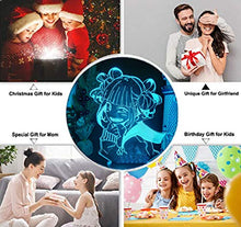 Load image into Gallery viewer, My Hero Academia LED Night Light 3D Illusion Anime Character Hiimiko Toga Lamp USB Remote Control 16 colors Led Lights with Touch Switch Desk Lamp Home Bedroom Decoration for Kids Boys Girls Gift
