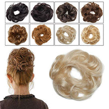 Load image into Gallery viewer, Elailite Messy Hair Buns Hair Piece Real Human Hair Curly - Updo Scrunchies Hair Extensions Donut Hair Chignons For Women - #60 Platinum Blonde
