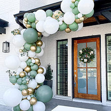 Load image into Gallery viewer, Green and Gold Balloons Garland Kit, 162Pcs Reusable Sage Green Balloons with White and Gold Latex Balloons for Birthday Party, Baby Shower, Jungle Safari Party Decoration
