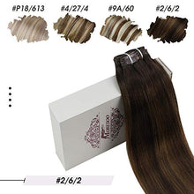 Load image into Gallery viewer, Moresoo Real Hair Extensions Clip in Human Hair Dark Brown Hair Extensions 16 Inch Balayage Clip in Hair Extensions Dark Brown to Medium Brown Ombre Hair Clip Ins 120Grams 7PCS
