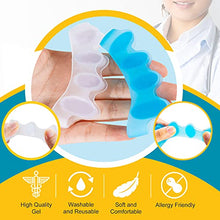 Load image into Gallery viewer, Sumiwish Toe Separators, 4 Pair (Blue and Clear) Soft Gel Toe Spacers to Correct Bunions, Toe Stretcher for Therapeutic Relief from Plantar Fasciitis, Hammer Toes, Claw Toes
