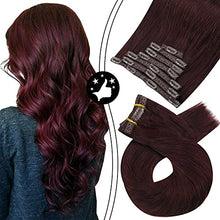 Load image into Gallery viewer, Moresoo Clip in Extensions 20 Inch Real Hair Extensions Clip in Wine Red Extensions Hair Clip ins Double Weft Remy Hair Extensions 120g/7pcs

