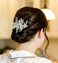 Load image into Gallery viewer, SWEETV Wedding Hair Comb Rhinestone Bridal Hair Clip-Handmade Wedding Hair Accessories for Brides and Bridesmaid,Silver
