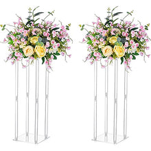 Load image into Gallery viewer, Nuptio Wedding Centerpieces Acrylic Vases - 2 Pcs 60cm Tall Flower Vase Flowers Stand for Party Tables Decorations Elegant Bulk Weddings Decoration Table Geometric Centerpiece stands
