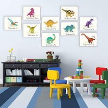 Load image into Gallery viewer, Outus 9 Pieces Dinosaur Wall Art Prints Dinosaurs Poster Wall Decals with Unframed Pictures Dinosaur Birthday Gift for Nursery and Kids Room Decorations

