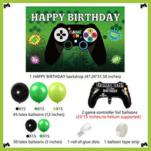 Load image into Gallery viewer, Sursurprise Video Game Balloons Garland Arch kit Black and Green, 77 Packs Balloons and Gaming Backdrop Photo for Kids Boys
