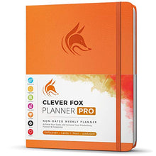 Load image into Gallery viewer, Clever Fox Planner PRO – Weekly &amp; Monthly Life Planner to Increase Productivity, Time Management and Hit Your Goals – Organizer, Gratitude Journal – Undated – 21.5x28cm – Lasts 1 Year (Orange)
