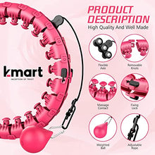 Load image into Gallery viewer, K-MART Smart Hula Ring Hoops, Weighted Hula Circle 24 Detachable Fitness Ring with 360 Degree Auto-Spinning Ball Gymnastics, Massage, Adult Fitness for Weight Loss (Pink)
