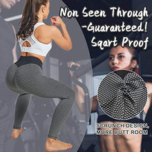 Load image into Gallery viewer, RAINBEAN Women Leggings, Honeycomb Yoga Pants High Waist Anti Cellulite Waffle Leggings,Gym Ruched Butt Lift TikTok Trend Leggings,Compression Squat Proof Scrunch Fitness Trousers - Darkgrey,Size M
