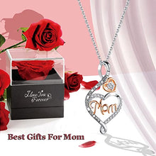 Load image into Gallery viewer, Preserved Red Real Rose with Mom Necklace -Enchanted Rose Flower Gifts for Mom from Daughter Son on Mothers Day Birthday Presents for Mother Women Wife
