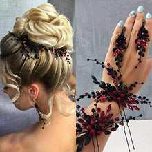 Load image into Gallery viewer, Kercisbeauty Red and Black Hair Pins for Women Wedding Bridal Hair Piece Gothic Hair Accessories

