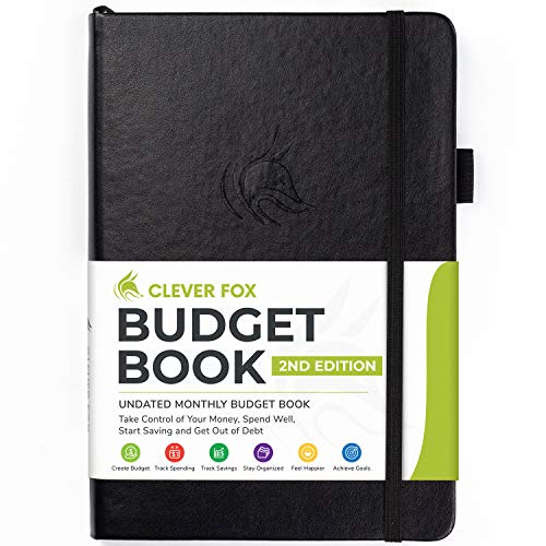 Clever Fox Budget Book 2.0 – Financial Planner Organizer & Expense Tracker Notebook. Money Planner for Monthly Budgeting and Personal Finance. Colored Edition, Compact Size (13.5x19cm) – Black