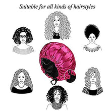 Load image into Gallery viewer, 2 Pcs Satin Sleep Cap for Women Long Hair Silky Bonnet for Curly Hair Waterproof Satin Hair Cap for Sleeping Extra Large Double Layer Adjustable Satin Bonnet for Women
