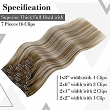 Load image into Gallery viewer, [Special Offer] LaaVoo Blonde Balayage Clip in Hair Extensions Real Human Hair 16inch Clip in Human Hair Extensions Full Head Balayage Brown Ombre Blonde Hair Extensions Clip in Real Hair 7pcs 120g
