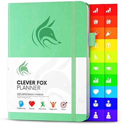 Clever Fox Planner - Weekly & Monthly Planner to Increase Productivity, Time Management and Hit Your Goals – Organizer, Gratitude Journal – Undated, Start Anytime, A5, Lasts 1 Year, Mint (Weekly)