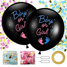 Load image into Gallery viewer, VDSOW Gender Reveal Balloons 36 inch, 2Pcs Large Baby Boy or Girl Latex Balloons with Pink Blue Confetti Needle Coloured Ribbon for Baby Shower Gender Reveal Party Decoration
