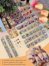 Load image into Gallery viewer, EBANKU 6 Boxes 3D Mix-shape Nail Art Diamonds Rhinestones | Nail pearl Crystals Beads, Big Gem Nail Jewels Studs Metal Rivets for DIY Design Nail Art Decorations
