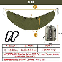 Load image into Gallery viewer, Hammock Underquilt, Camping Quilt Blanket Sleeping Bag, Portable Ultralight Windproof Warm Cotton Hammocks Mat, Keep Warmer for Hiking Backpacking Travel Beach Yard Winter Outdoor Activities Gear
