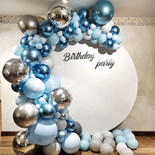 Load image into Gallery viewer, Blue Balloon Garland Arch Kit, 111pcs Macaron Blue Metal, 4D Silver and White Latex Balloons for Boys Girls Baby Shower Wedding Bride Shower Birthday Party Backdrop Decorations
