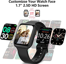 Load image into Gallery viewer, BRIBEJAT BT3 Smart Watch Compatible with iPhone Huawei Samsung Android Phones Fitness Tracker (Dial/Answer Call), 1.7'' 2.5D HD Screen, IP68 HR/Sleep Monitor, Black
