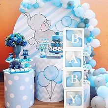 Load image into Gallery viewer, ALITREND Baby Shower Boxes Party Decoration, 4PCS Transparent Balloon Boxes Baby Block Decoration with Letter for Gender Reveal Party Boys Girls (White)
