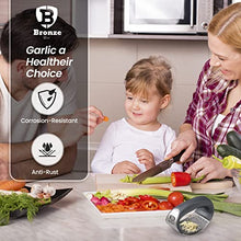 Load image into Gallery viewer, Bronze® Garlic Ginger Press Rocker with Cleaning Brush and Silicone Garlic Peeler Garlic Crusher Stainless Steel Kitchen Gadget Food Grade Ergonomic Handle Garlic Chopper Easy to Clean Easy to Use

