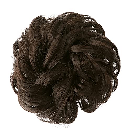Hair Bun Messy Curly Hair Scrunchies Hairpieces, 2 Pcs Hair Ribbon Extension Ponytail Hair Wig, Synthetic Donut Updo Hair Chignons for Women Girls