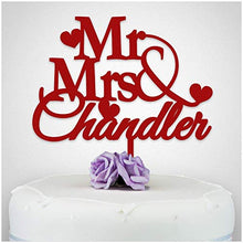 Load image into Gallery viewer, PERSONALISED Wedding/Anniversary Cake Topper Decoration - Personalise with ANY SURNAME - MR &amp; MRS - Food Safe Acrylic Cake Decoration - Made from Strong Acrylic - Different Colours
